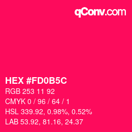 Color code: HEX #FD0B5C | qconv.com