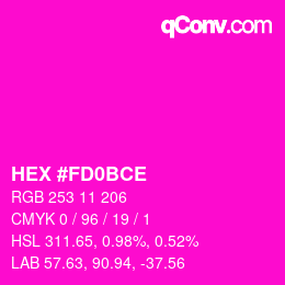 Color code: HEX #FD0BCE | qconv.com