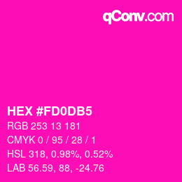颜色代码: HEX #FD0DB5 | qconv.com