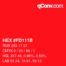 Color code: HEX #FD111B | qconv.com