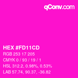 カラーコード: HEX #FD11CD | qconv.com