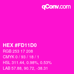 颜色代码: HEX #FD11D0 | qconv.com