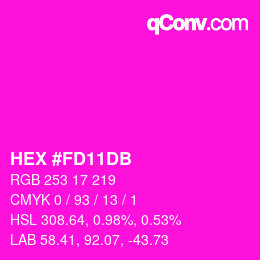 カラーコード: HEX #FD11DB | qconv.com