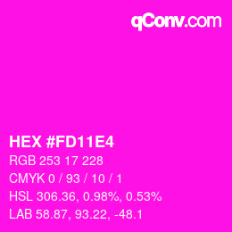 カラーコード: HEX #FD11E4 | qconv.com