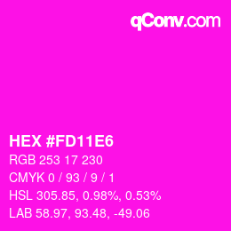 カラーコード: HEX #FD11E6 | qconv.com