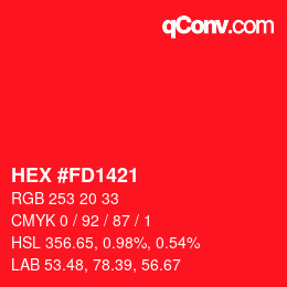 Color code: HEX #FD1421 | qconv.com