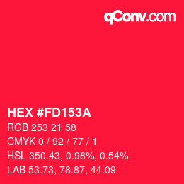 カラーコード: HEX #FD153A | qconv.com