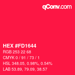 Color code: HEX #FD1644 | qconv.com
