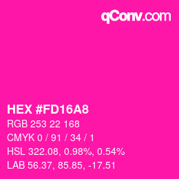 Color code: HEX #FD16A8 | qconv.com