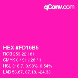 颜色代码: HEX #FD16B5 | qconv.com