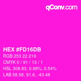 颜色代码: HEX #FD16DB | qconv.com