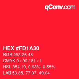 カラーコード: HEX #FD1A30 | qconv.com