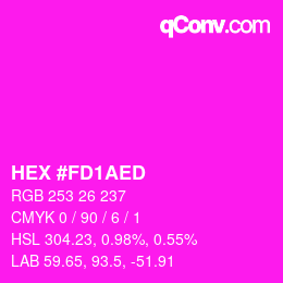 カラーコード: HEX #FD1AED | qconv.com