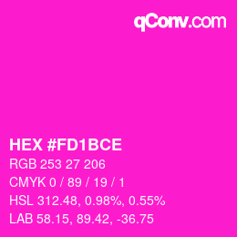 Color code: HEX #FD1BCE | qconv.com