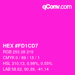颜色代码: HEX #FD1CD7 | qconv.com