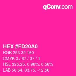カラーコード: HEX #FD20A0 | qconv.com