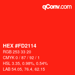 Color code: HEX #FD2114 | qconv.com