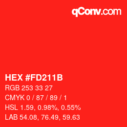 Color code: HEX #FD211B | qconv.com