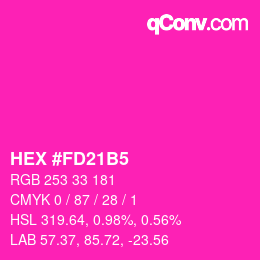 颜色代码: HEX #FD21B5 | qconv.com