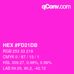 颜色代码: HEX #FD21DB | qconv.com
