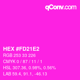 颜色代码: HEX #FD21E2 | qconv.com