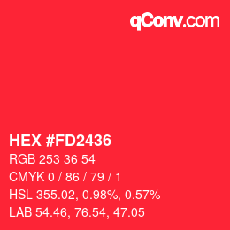 Color code: HEX #FD2436 | qconv.com