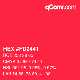 カラーコード: HEX #FD2441 | qconv.com