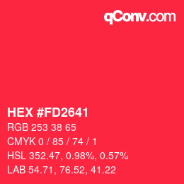 Color code: HEX #FD2641 | qconv.com