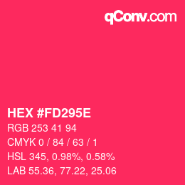 Color code: HEX #FD295E | qconv.com