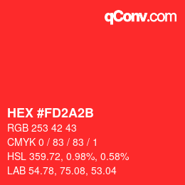 カラーコード: HEX #FD2A2B | qconv.com
