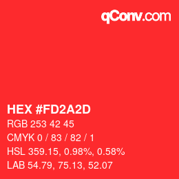 カラーコード: HEX #FD2A2D | qconv.com
