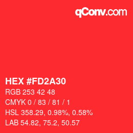 Color code: HEX #FD2A30 | qconv.com