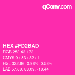 颜色代码: HEX #FD2BAD | qconv.com