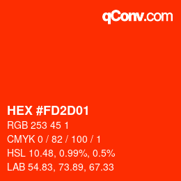 Color code: HEX #FD2D01 | qconv.com