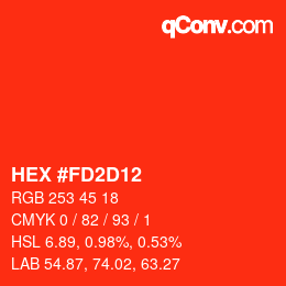 Color code: HEX #FD2D12 | qconv.com