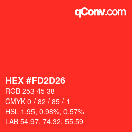 Color code: HEX #FD2D26 | qconv.com