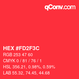 Color code: HEX #FD2F3C | qconv.com