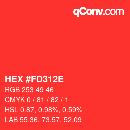 Color code: HEX #FD312E | qconv.com