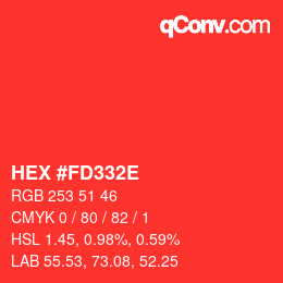 Color code: HEX #FD332E | qconv.com