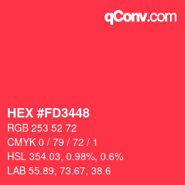Color code: HEX #FD3448 | qconv.com