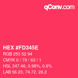 Color code: HEX #FD345E | qconv.com
