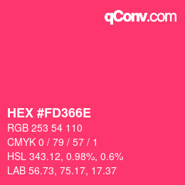 Color code: HEX #FD366E | qconv.com