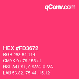 颜色代码: HEX #FD3672 | qconv.com