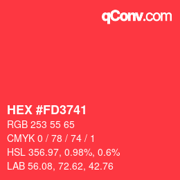 Color code: HEX #FD3741 | qconv.com