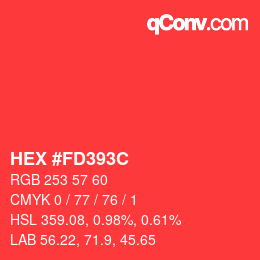 Color code: HEX #FD393C | qconv.com