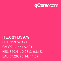 カラーコード: HEX #FD3979 | qconv.com