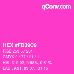 颜色代码: HEX #FD39C9 | qconv.com