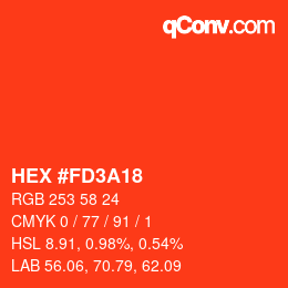 カラーコード: HEX #FD3A18 | qconv.com