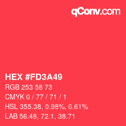 Color code: HEX #FD3A49 | qconv.com
