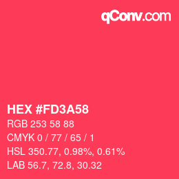 カラーコード: HEX #FD3A58 | qconv.com